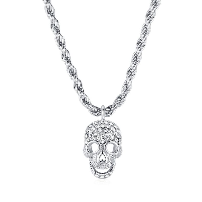 Cordell Skull Necklace-White