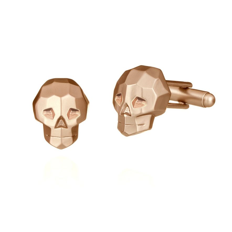 Skull Cufflink - Goldproduktbild #1