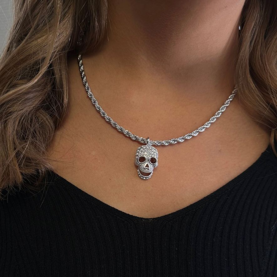 Cordell Skull Necklace-Whiteproduktbild #4